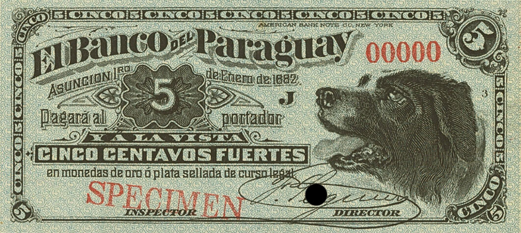 Front of Paraguay pS121s: 5 Centavos from 1882