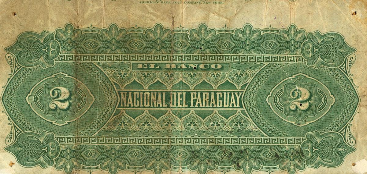 Back of Paraguay pS146a: 2 Pesos from 1886