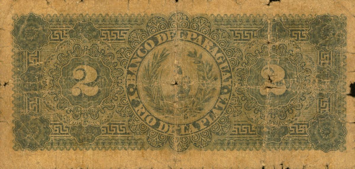 Back of Paraguay pS172: 2 Pesos from 1889