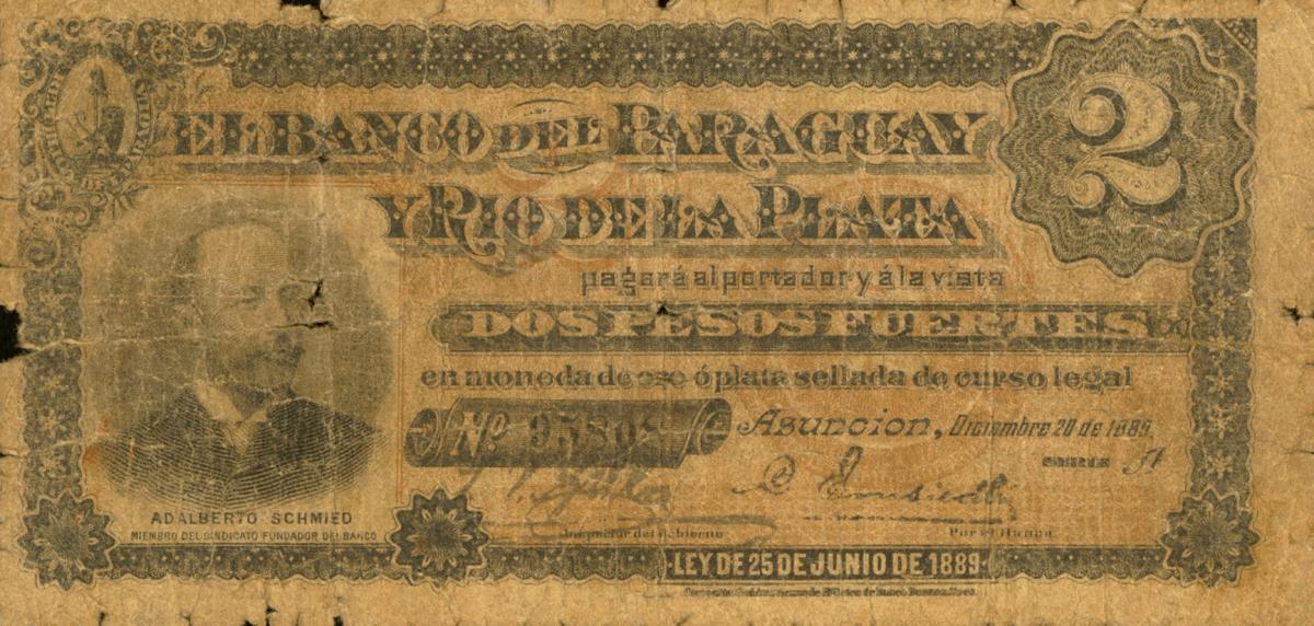 Front of Paraguay pS172: 2 Pesos from 1889