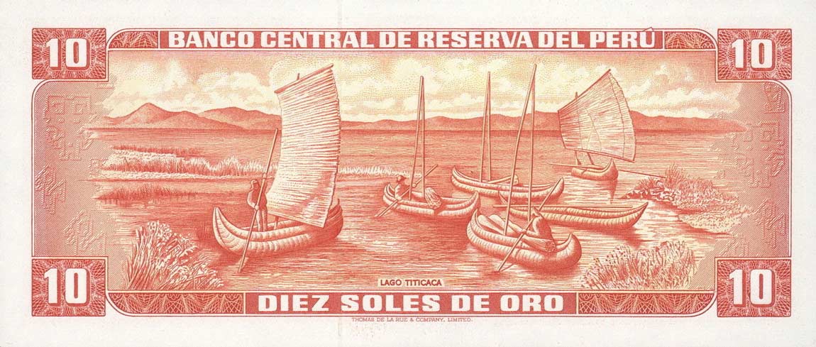 Back of Peru p100a: 10 Soles de Oro from 1969