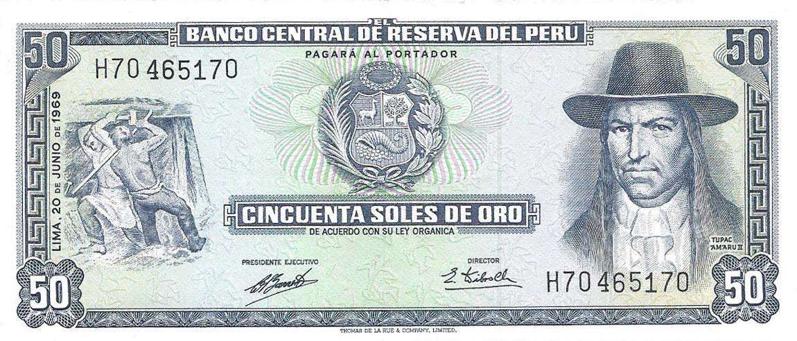 Front of Peru p101a: 50 Soles de Oro from 1969