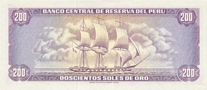 Back of Peru p103b: 200 Soles de Oro from 1973