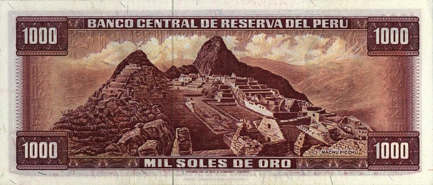 Back of Peru p111: 1000 Soles de Oro from 1975