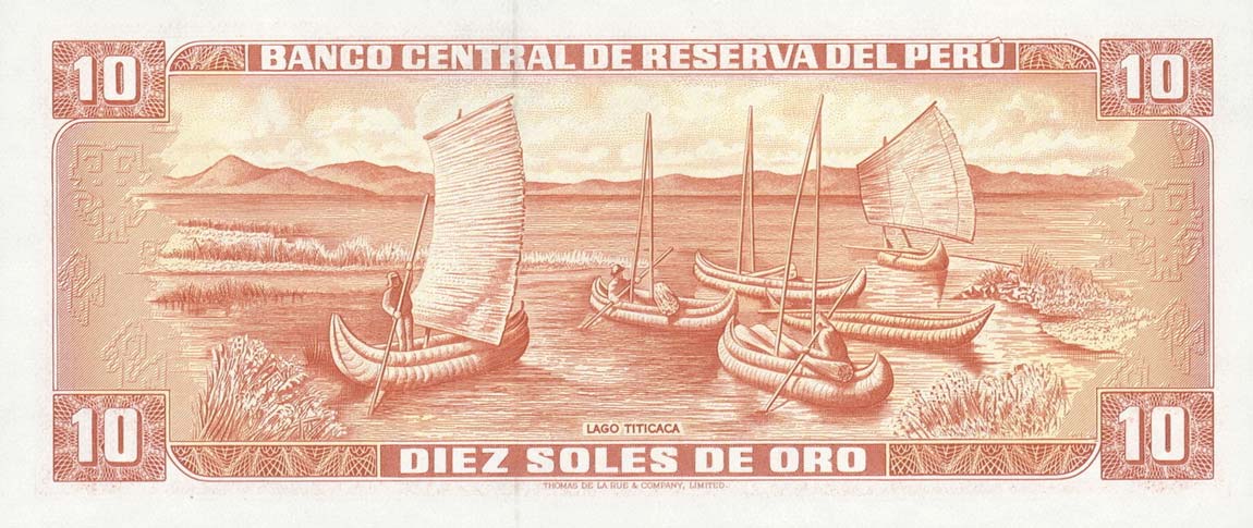 Back of Peru p112a: 10 Soles de Oro from 1976