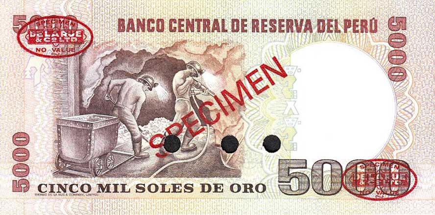 Back of Peru p119s: 5000 Soles de Oro from 1979