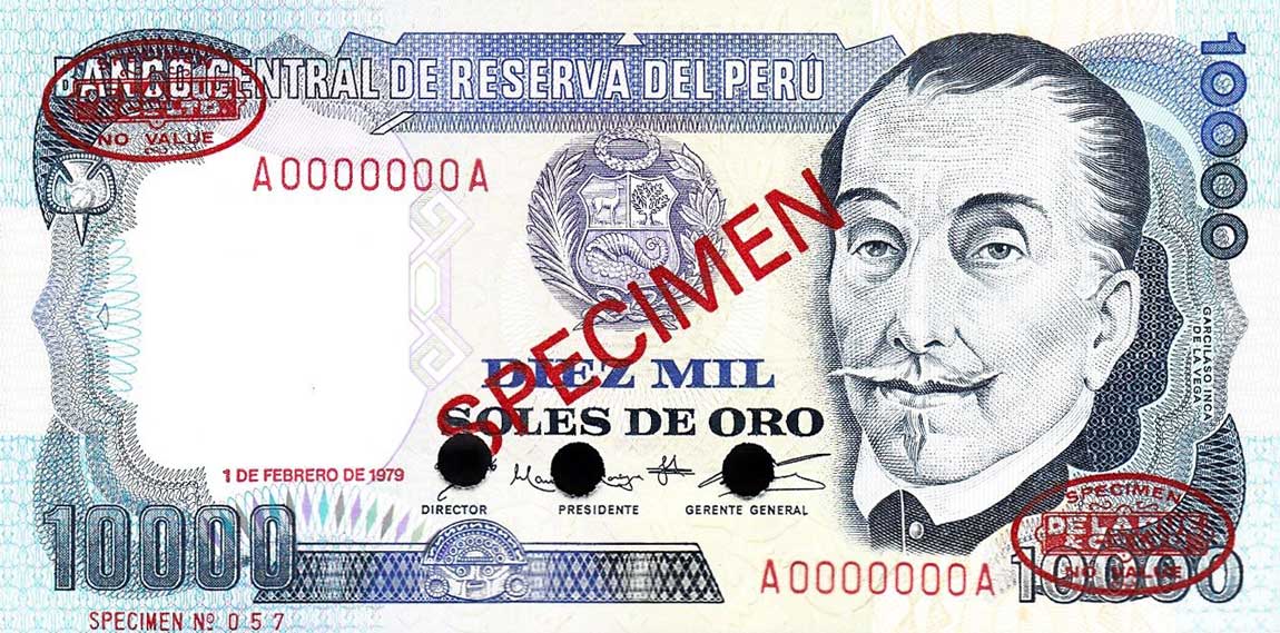 Front of Peru p120s: 10000 Soles de Oro from 1979