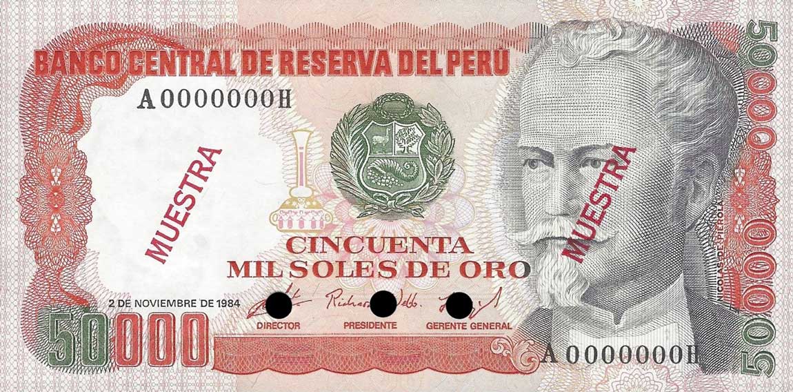 Front of Peru p125s: 50000 Soles de Oro from 1981