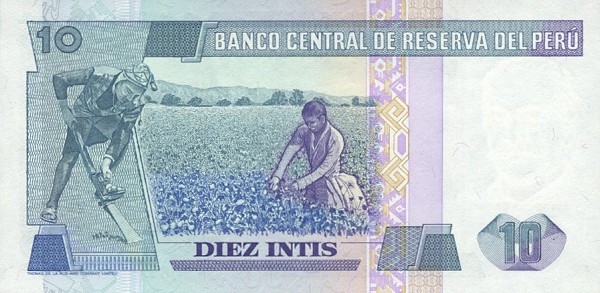 Back of Peru p128a: 10 Intis from 1985