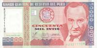 p142a from Peru: 50000 Intis from 1988