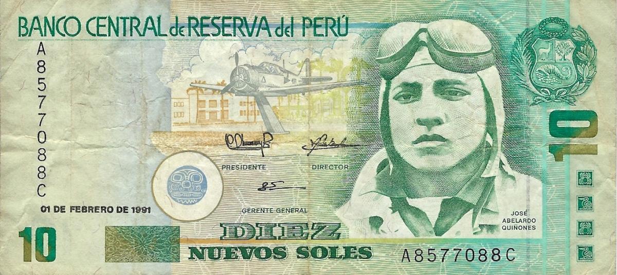 Front of Peru p151a: 10 Nuevos Soles from 1991