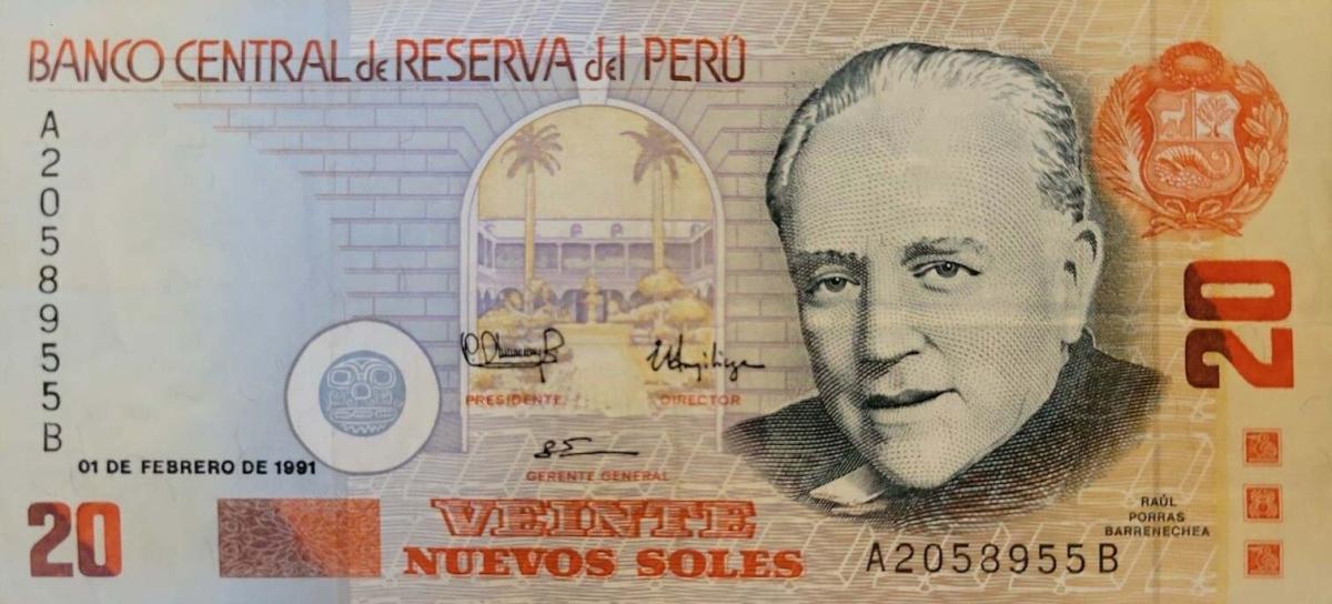 Front of Peru p152: 20 Nuevos Soles from 1991