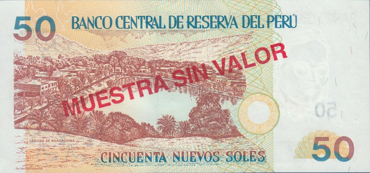 Back of Peru p154s: 50 Nuevos Soles from 1991