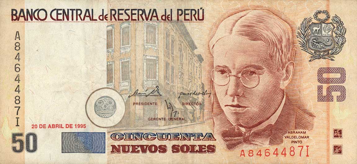 Front of Peru p160a: 50 Nuevos Soles from 1994