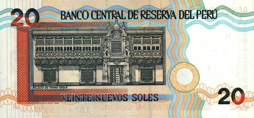 Back of Peru p164: 20 Nuevos Soles from 1997