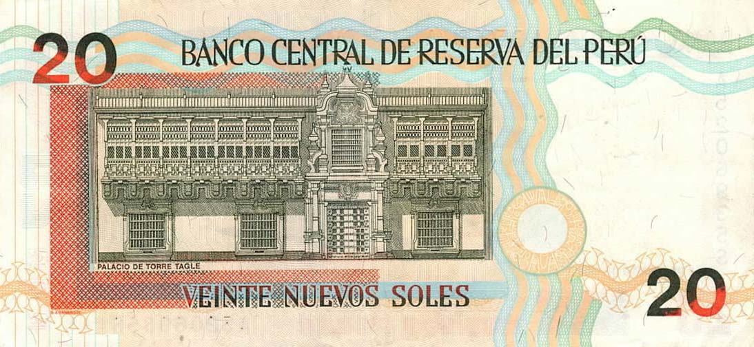 Back of Peru p167b: 20 Nuevos Soles from 1998