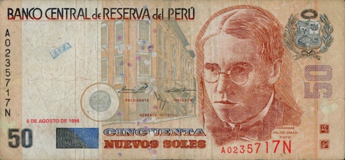 Front of Peru p169: 50 Nuevos Soles from 1998