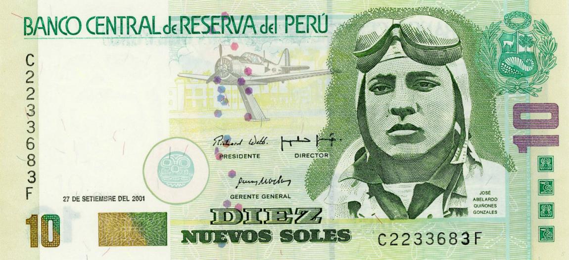 Front of Peru p174: 10 Nuevos Soles from 2001