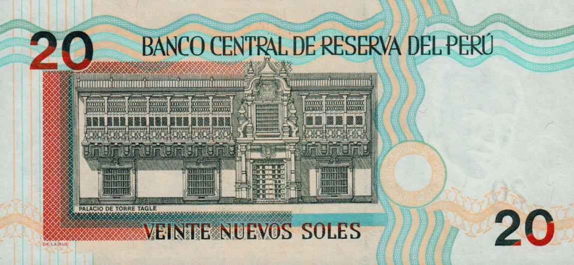 Back of Peru p176c: 20 Nuevos Soles from 2006