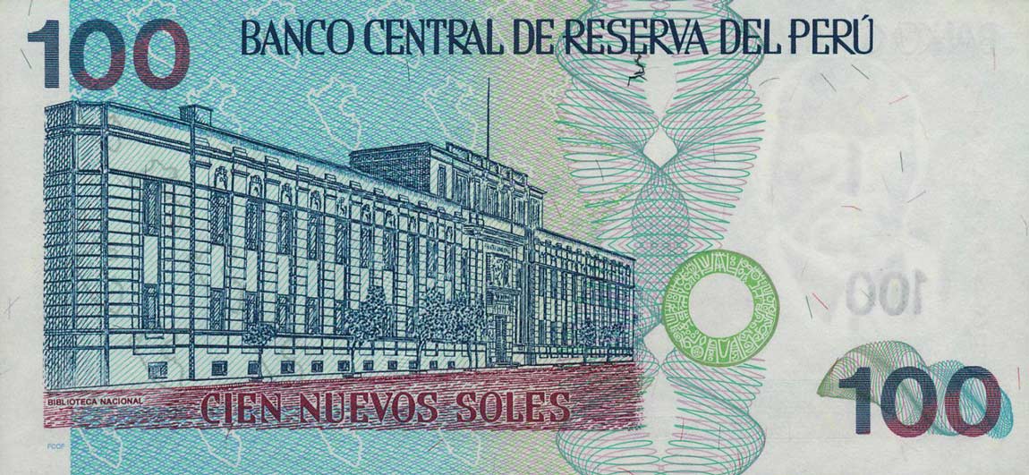 Back of Peru p178a: 100 Nuevos Soles from 2001