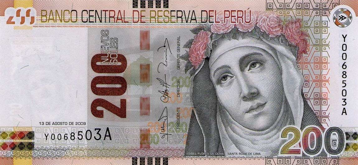 Front of Peru p186: 200 Nuevos Soles from 2009