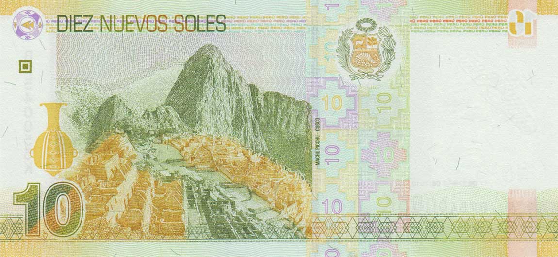 Back of Peru p187: 10 Nuevos Soles from 2013