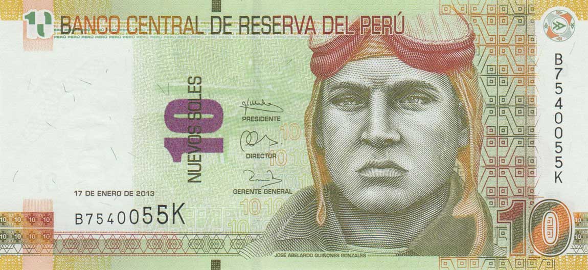 Front of Peru p187: 10 Nuevos Soles from 2013