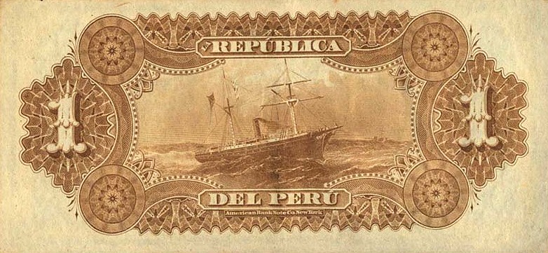 Back of Peru p1: 1 Sol from 1879