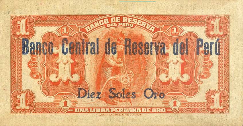 Back of Peru p53a: 1 Libra from 1926