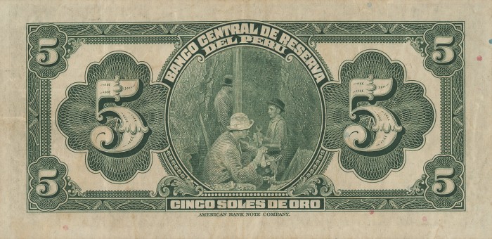 Back of Peru p66a: 5 Soles from 1933