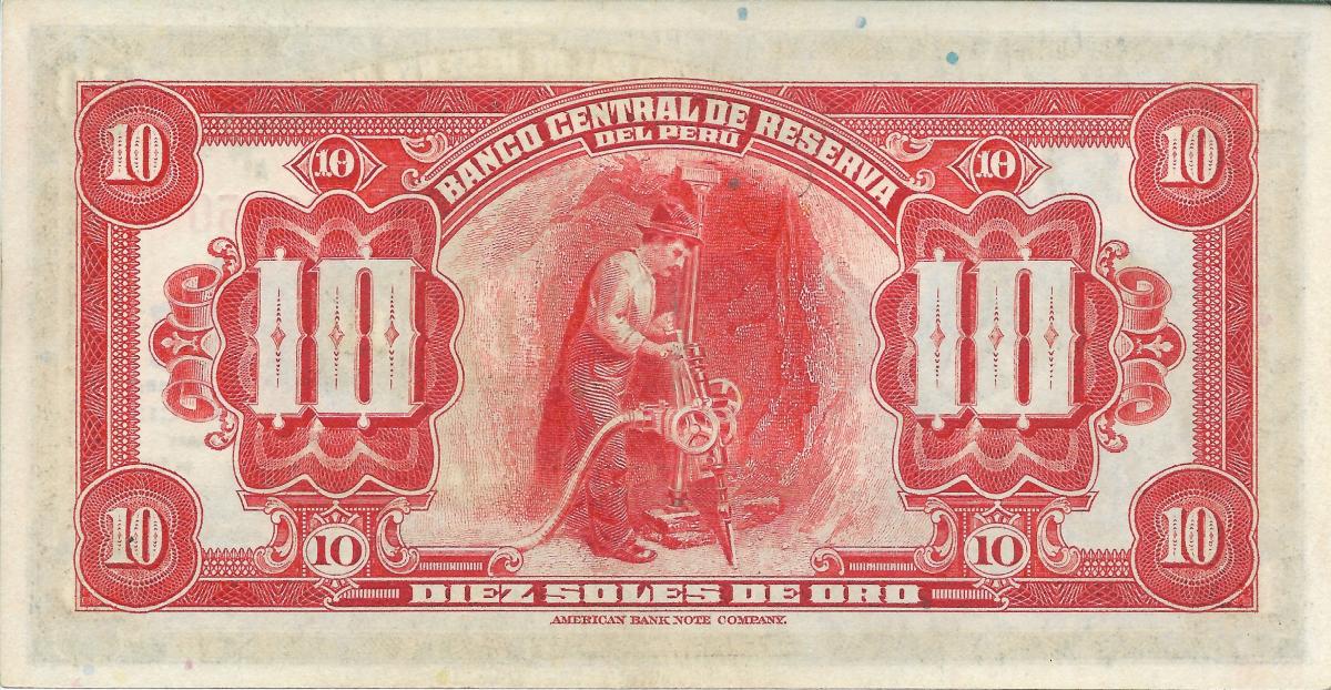 Back of Peru p67Aa: 10 Soles from 1941