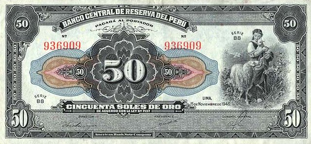 Front of Peru p68Aa: 50 Soles from 1941