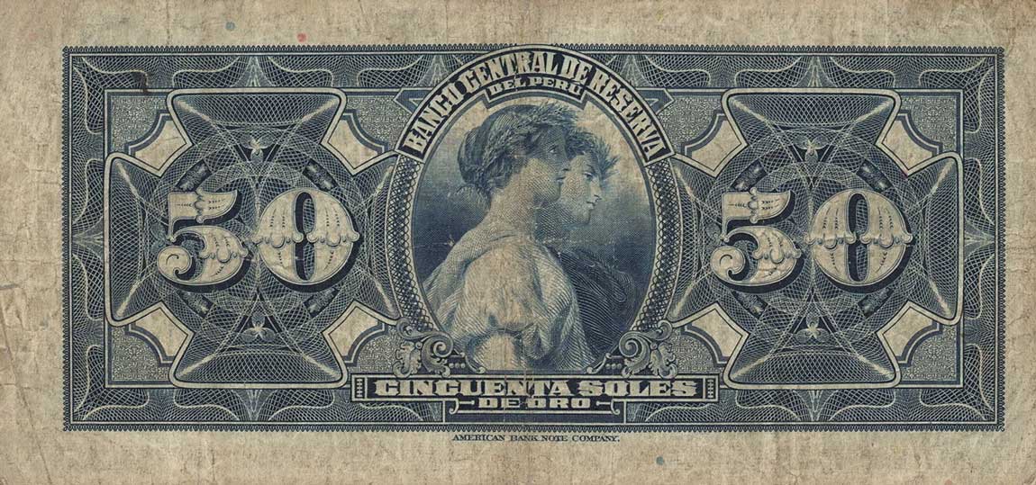 Back of Peru p68b: 50 Soles from 1939