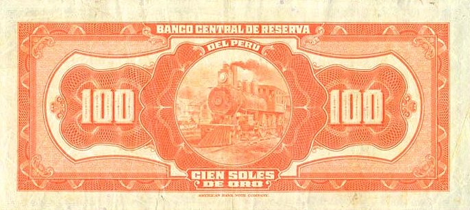 Back of Peru p69Aa: 100 Soles from 1941