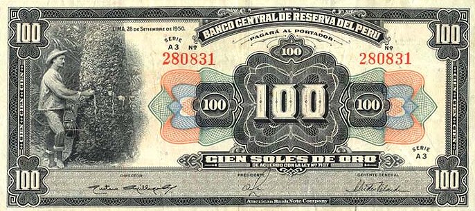 Front of Peru p69Aa: 100 Soles from 1941