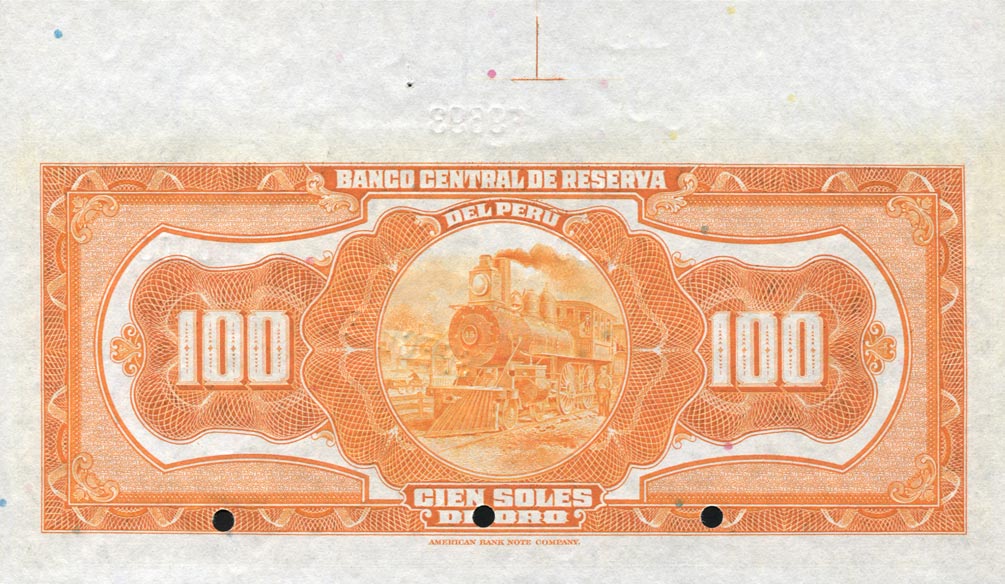 Back of Peru p69s: 100 Soles from 1933