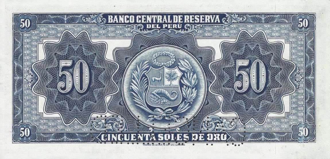 Back of Peru p72s: 50 Soles from 1949