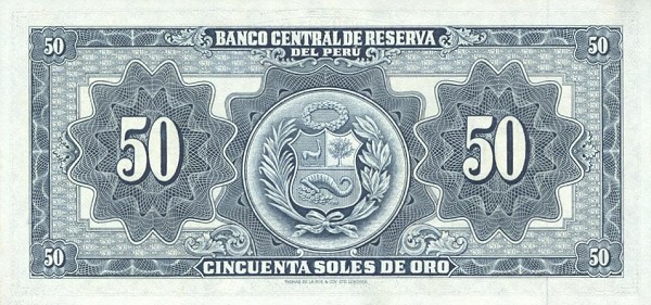 Back of Peru p78a: 50 Soles from 1956