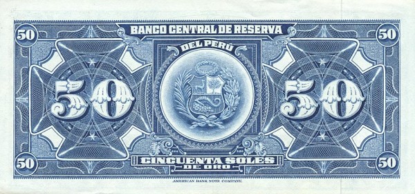 Back of Peru p89a: 50 Soles de Oro from 1965