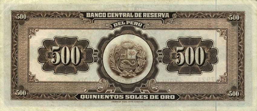 Back of Peru p91: 500 Soles de Oro from 1965