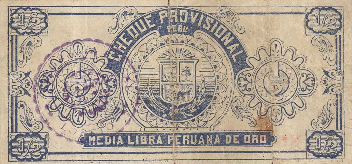 Back of Peru pS605: 0 Libra from 1921