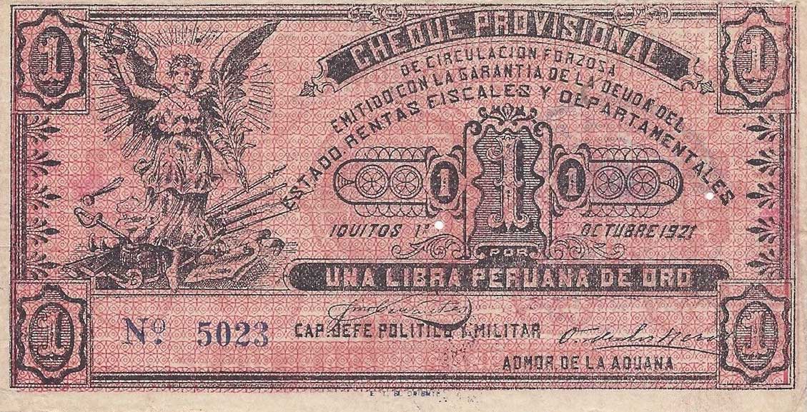 Front of Peru pS606a: 1 Libra from 1921