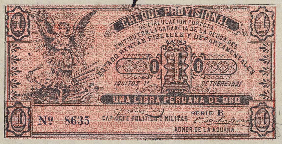 Front of Peru pS606b: 1 Libra from 1921