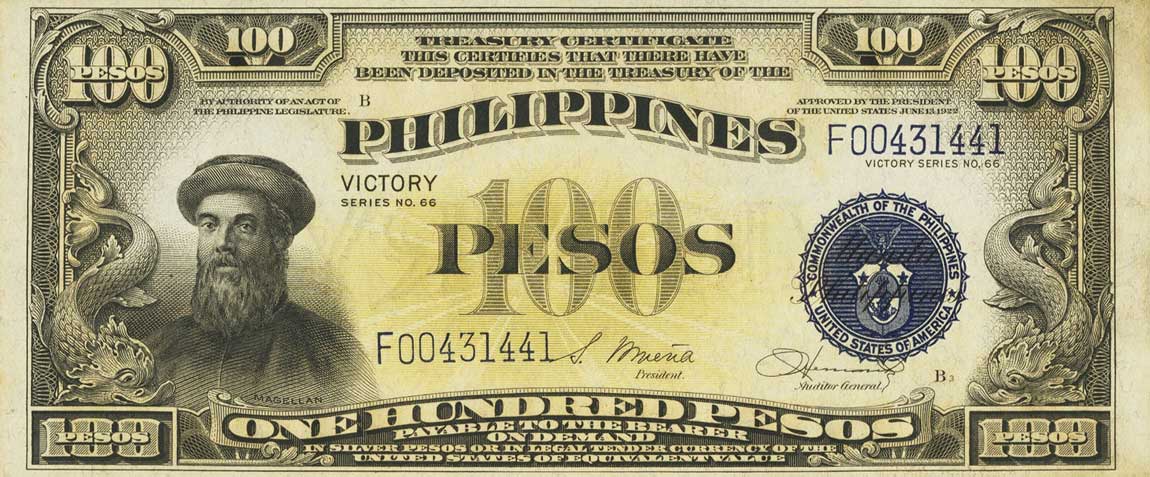 Front of Philippines p100a: 100 Pesos from 1944