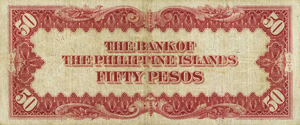 Back of Philippines p10a: 50 Pesos from 1912