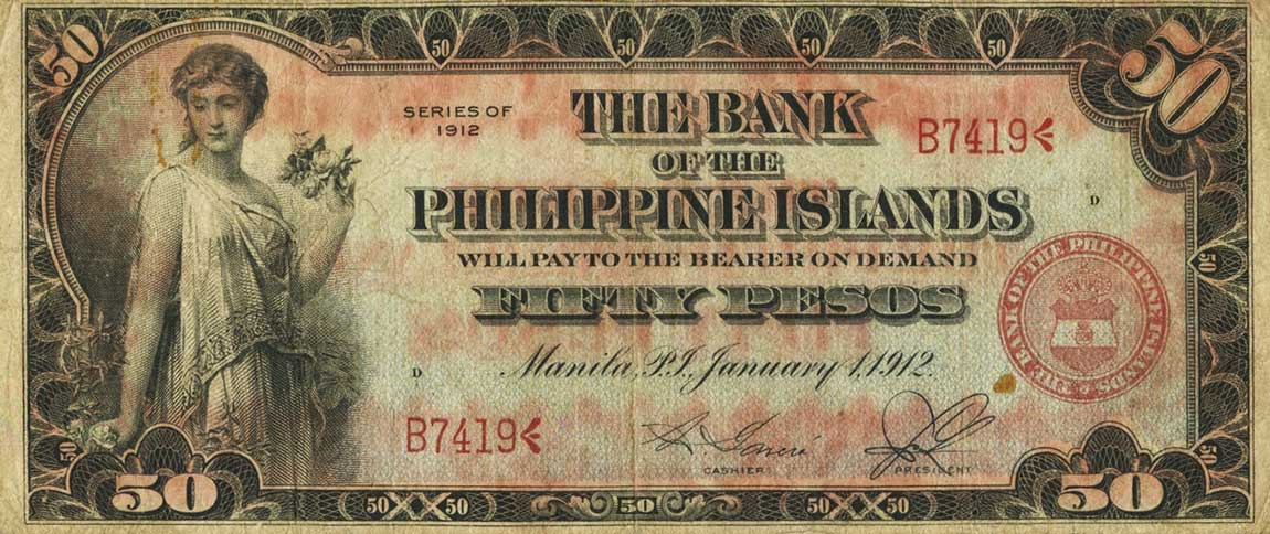 Front of Philippines p10b: 50 Pesos from 1912