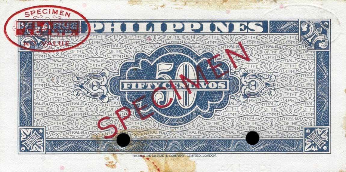 Back of Philippines p131s: 50 Centavos from 1949