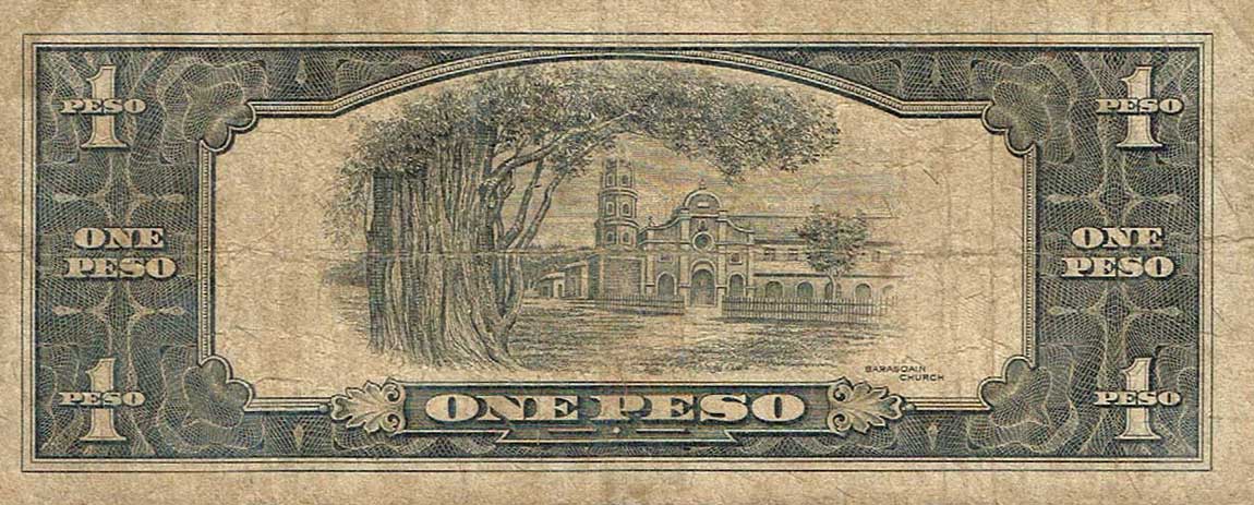 Back of Philippines p133c: 1 Peso from 1949