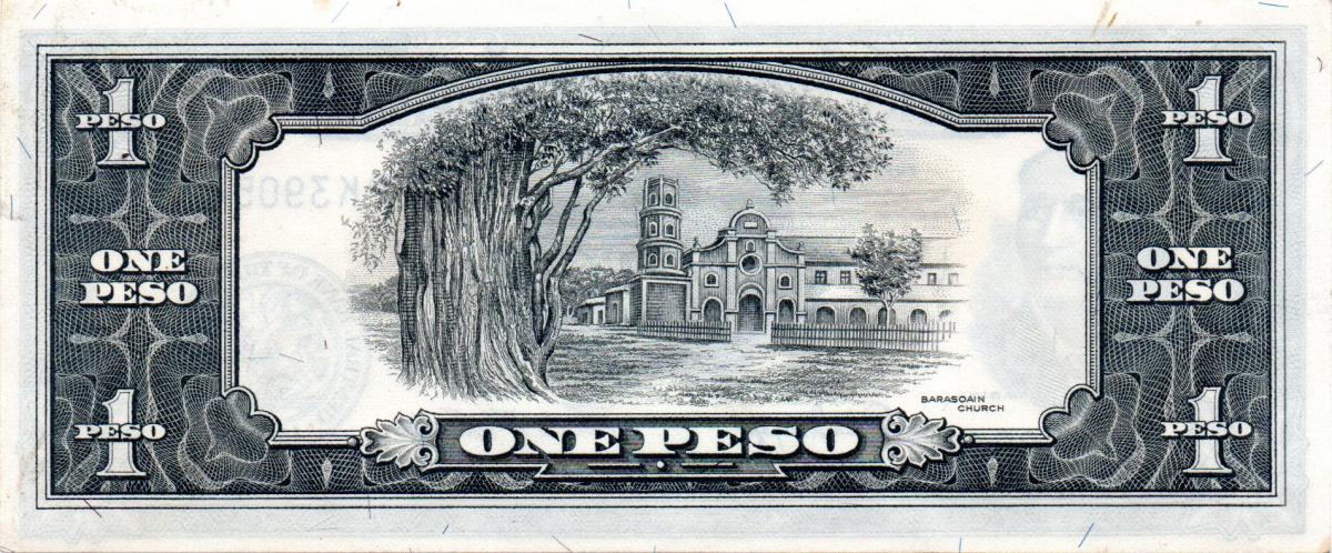 Back of Philippines p133f: 1 Peso from 1949