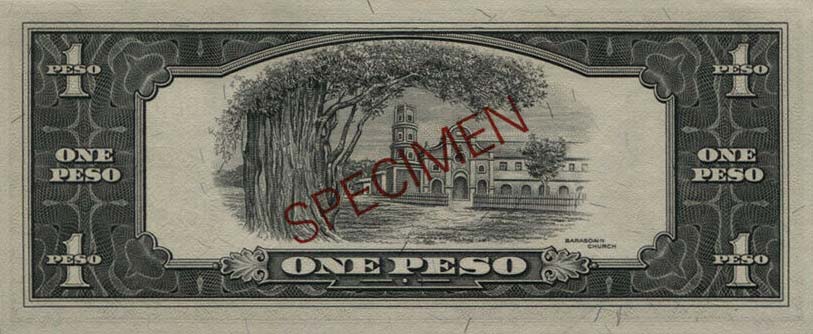 Back of Philippines p133s1: 1 Peso from 1949